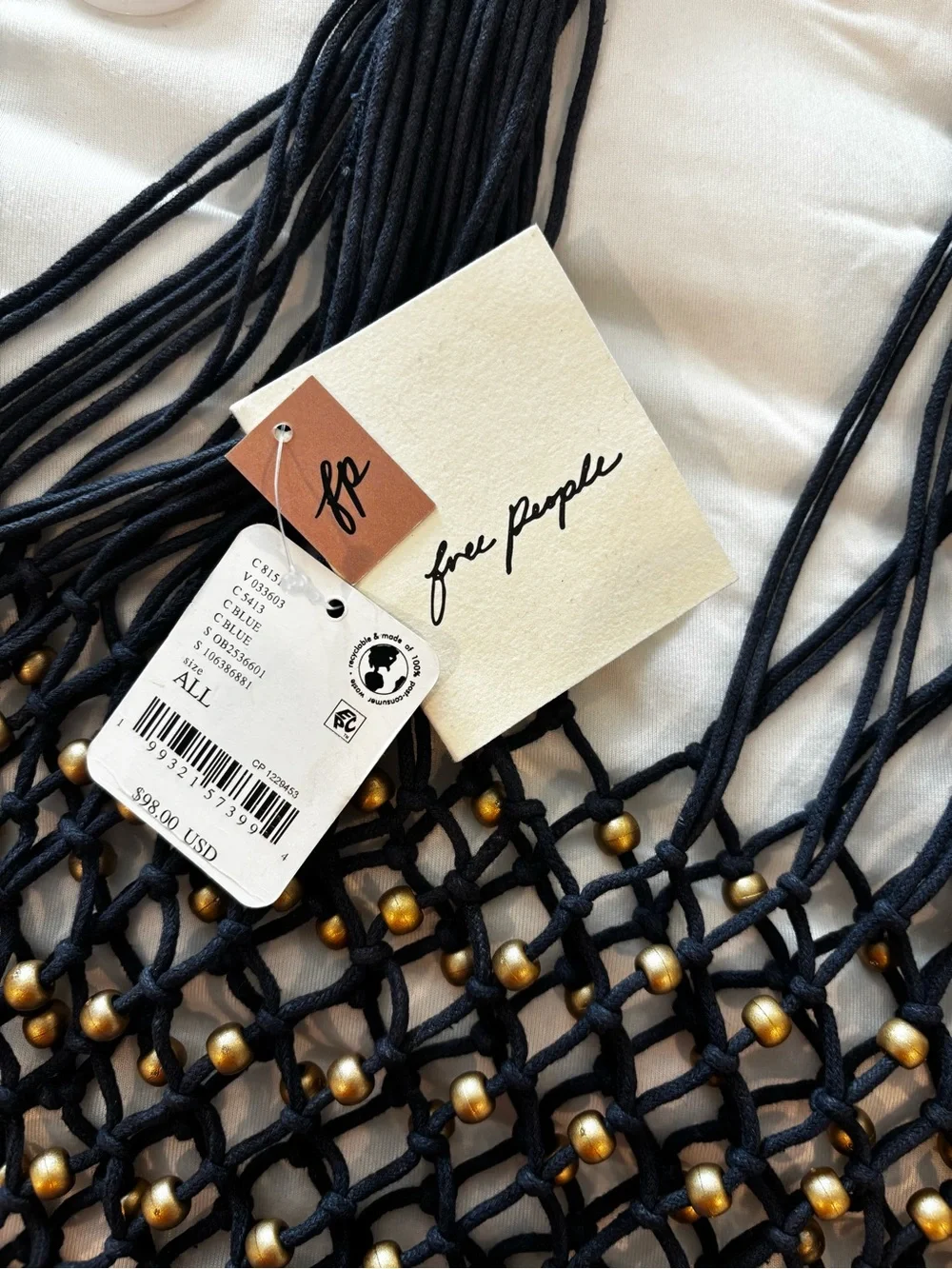Free People Wishing Well Beaded Net Bag - NWT (MSRP $98)